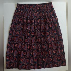 Random Vintage Skirt Midi Elastic Waist Pleated Black Red Yellow Knee USA 14